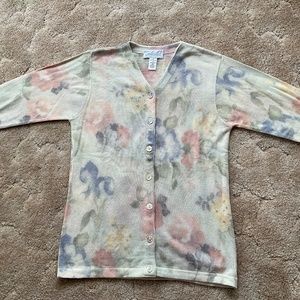 Gabriella T Floral Pastel Cardigan Sweater